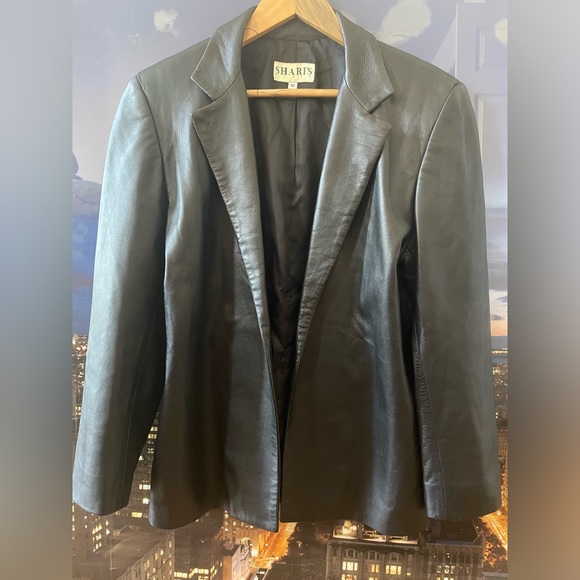 Shari’s Place - Leather Blazer - Black- Size 10 - Picture 1 of 12